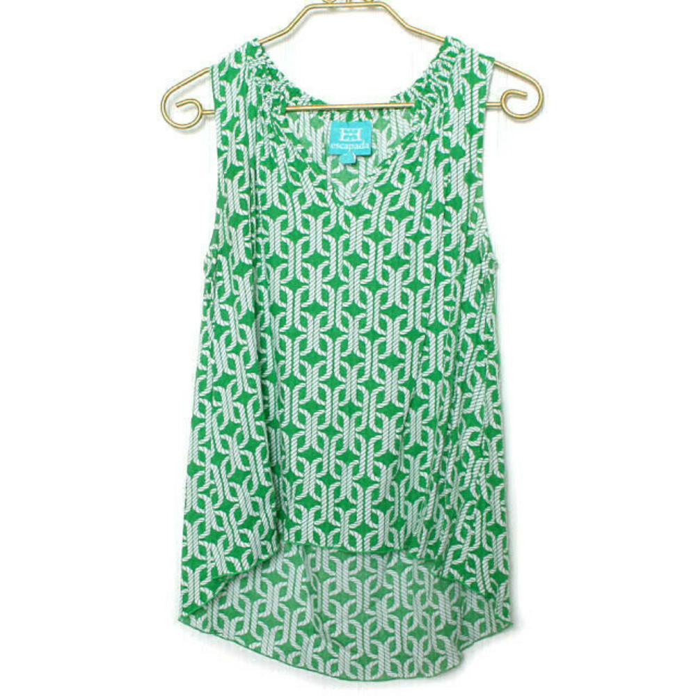 Escapada Green White Sleeveless Top Large (ss07)
